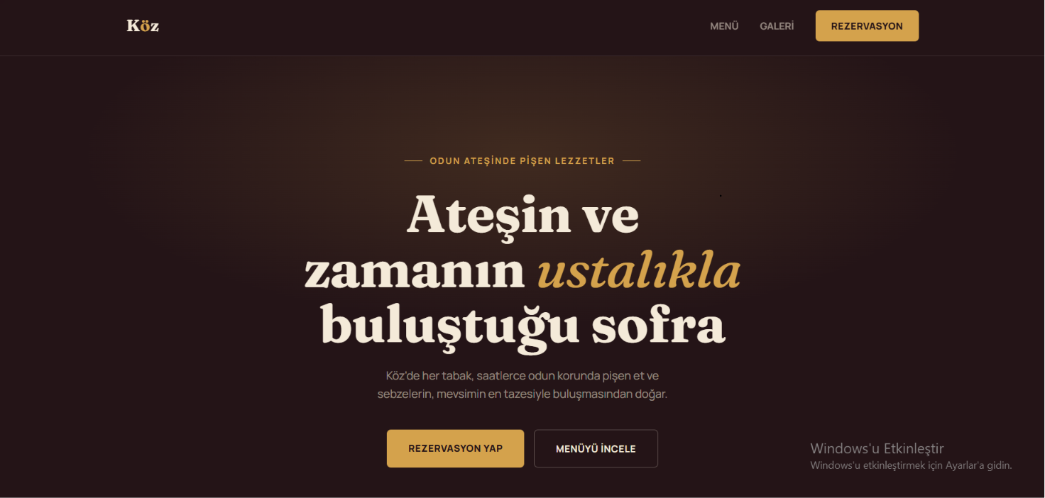 Örnek Restoran Sitesi